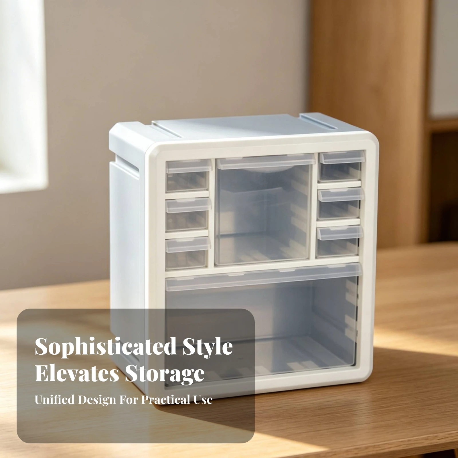 Hardware Drawer Bin Craft Supply Organizer Desktop Storage Cabinet Blue and White Frame - view 6