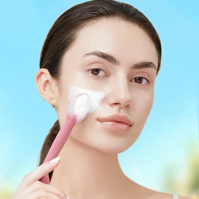 Maschera per il viso in gel di silice Maschera per lo scrub Raschiare Applicare l'abbellimento Detergente per il viso Strumento integrato Design a doppia testa Morbido sulla pelle