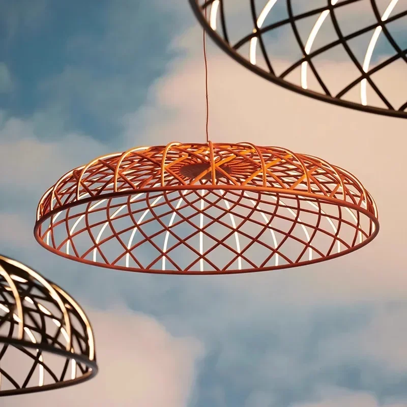 

Modern Italian Simple Dining Room Chandelier Designer Artistic Creativity Bedroom Dining Table Living Room Woven Mesh Lamps