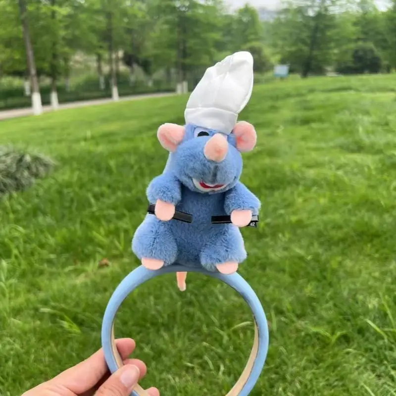 

New Disney Ratatouille Hairband Kawaii Cartoon Cute Plush Doll Headband Wide Blue Hairpin Photo Headdress Creativity Girl Gift