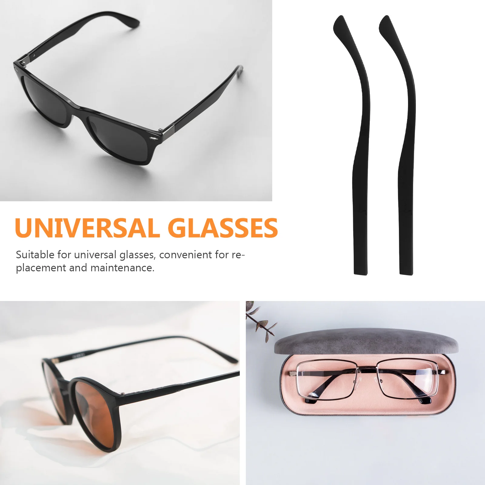 

1Pair Glasses Replacement Temple Metal Arms for Eyeglasses Repair Universal Fit Secure Hold No Ear Pressure Glasses Repair Kit