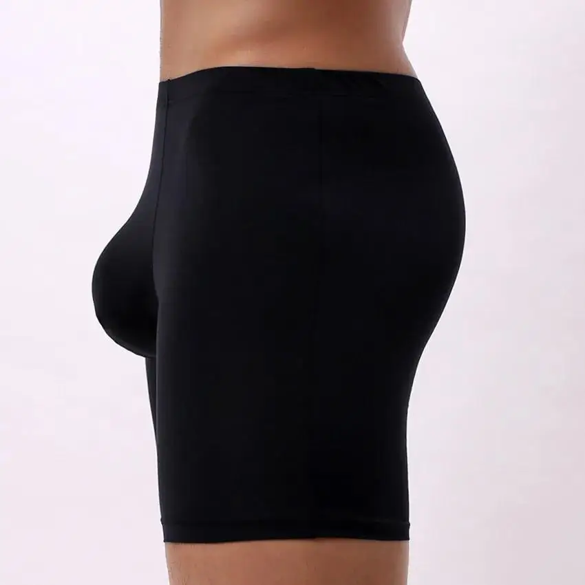 Men Ice Silk Underwear Long Leg Boxer Shorts Sports Summer Workout Mid Rise Anti Chafing Running Cycling Ropa Interior De Verano