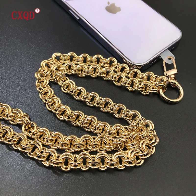 120cm Bevel Design Anti-lost Phone Lanyard Rope Neck Strap Portable Double Ring Aluminum Phone Chain Accessories Gift Outdoor