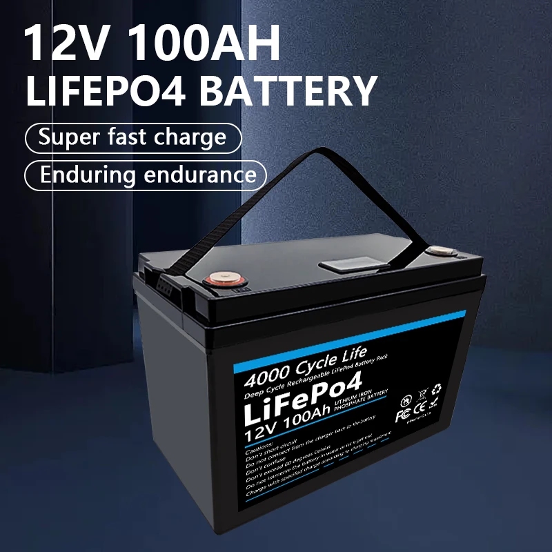 

12V 100Ah Lithium Iron Phosphate Battery LiFePO4 Built-in BMS LiFePO4 Battery for Solar Power System RV House Trolling Motor