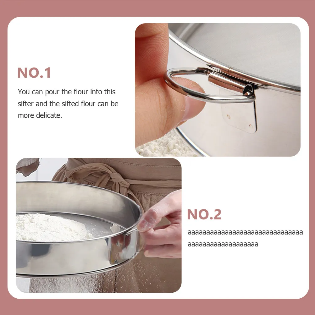 Flour Sifter Stainless Steel Fine Mesh Round Shape Baking Sifter for Flour Powdered Sugar Salt Kitchen Utensil Home Bakery