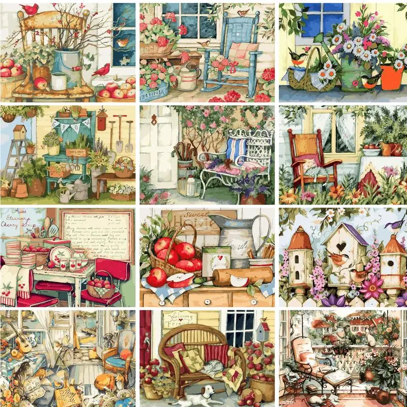 

GATYZTORY Modern Painting By Numbers Paint Kit Coloring By Numbers Flowers Landscape Adults Crafts Gift Wall Decor On Canvas