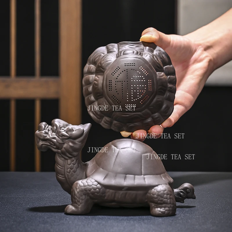 

Purple Clay Dragon Turtle Tea Pet Wealth Acquisition Ornaments Tea Leakage Filtration Group Desktop Can Cultivate Tea for Fun