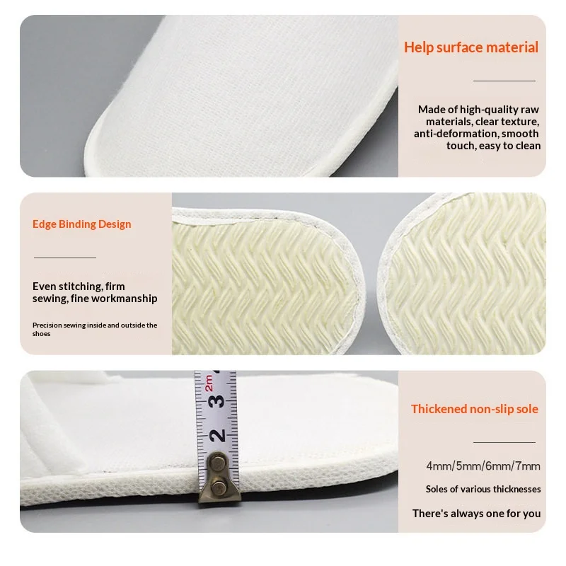 3/7/9PCS Disposable Plush Slippers Soft Non‑Slip Lightweight Indoor Slippers for Hotel Spa Guest Home Travel Use