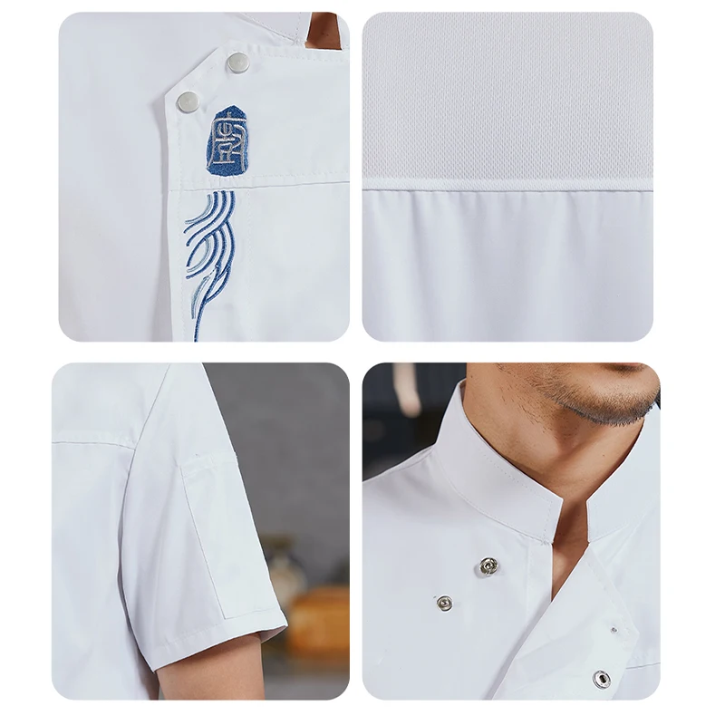 Uniforme de chef de pizza, chemise de cuisine d'hôtel, vêtements de cuisine de restaurant, veste de service alimentaire, salopette de cafétéria d'été