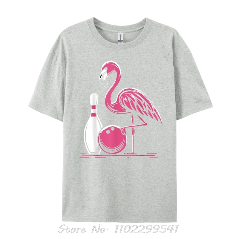 Funny Flamingo Bowling Pin Bowl Bowler Brand Clothing T Shirt Print Valentine's Day Gift T-shirts For Men Unisex O-Neck Tshirt