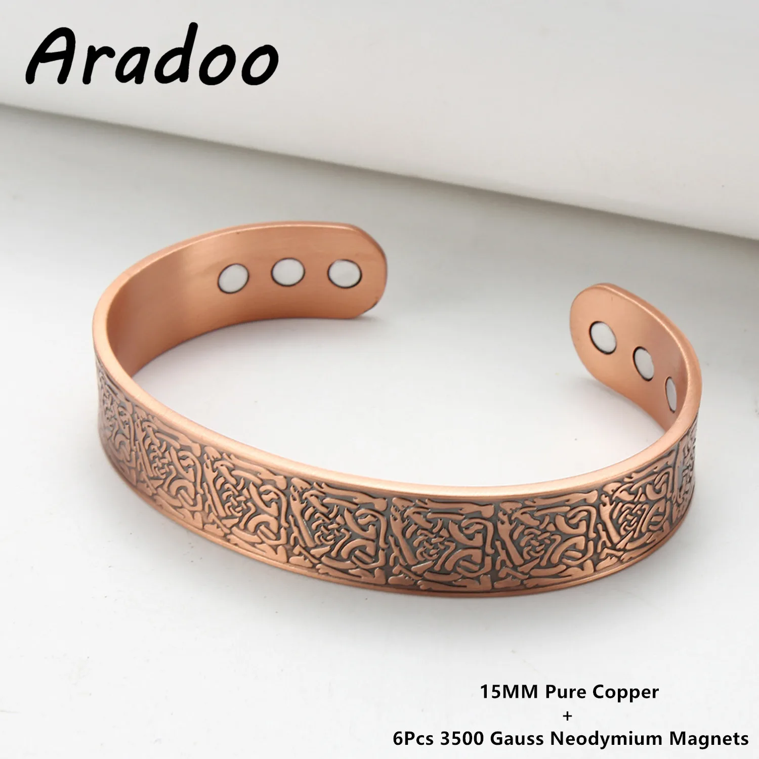 ARADOO Premium-Magnetarmbänder aus reinem Kupfer für Männer und Frauen, Blumen-Design, Schmuckgeschenke