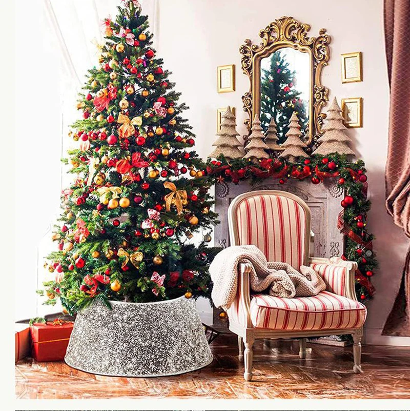 

1Pc Red And White Decorative Christmas Tree Skirt Home Decor New Year Party Celebration Indoor and Outdoor Ornament Props