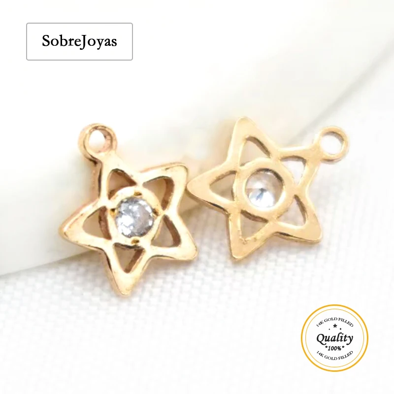 

Подвеска со звездой из циркона 14 карат с позолотой 6,5x7,4 мм для изготовления ювелирных изделий своими руками - аксессуары для ожерелья и сережек