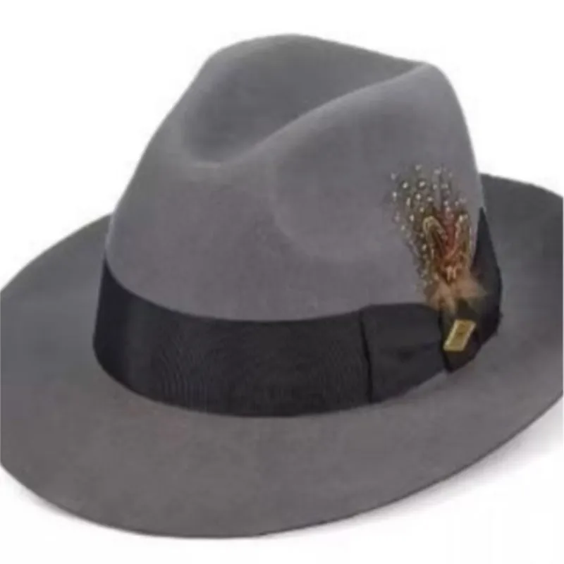 A fashionable pure top hat decorated with wool felt in solid color woven straps