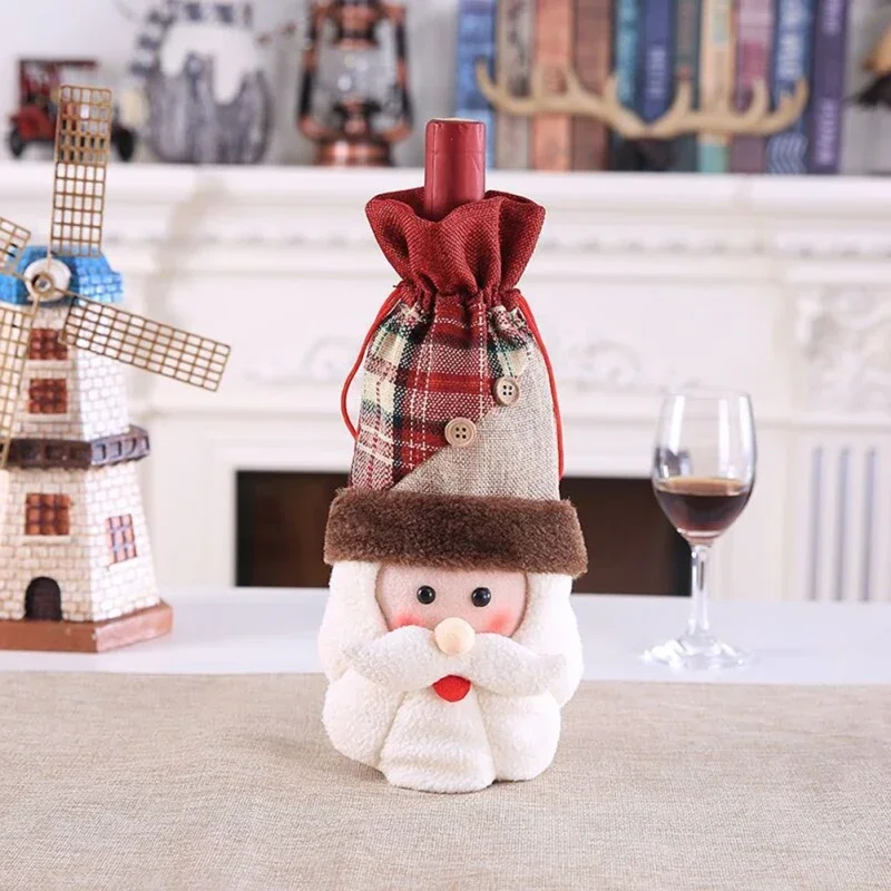 Christmas Wine Bottle Covers Bag Merry Christmas Decorations For Home Snowman Santa Claus Champagne Bottle Cover Xmas Gift