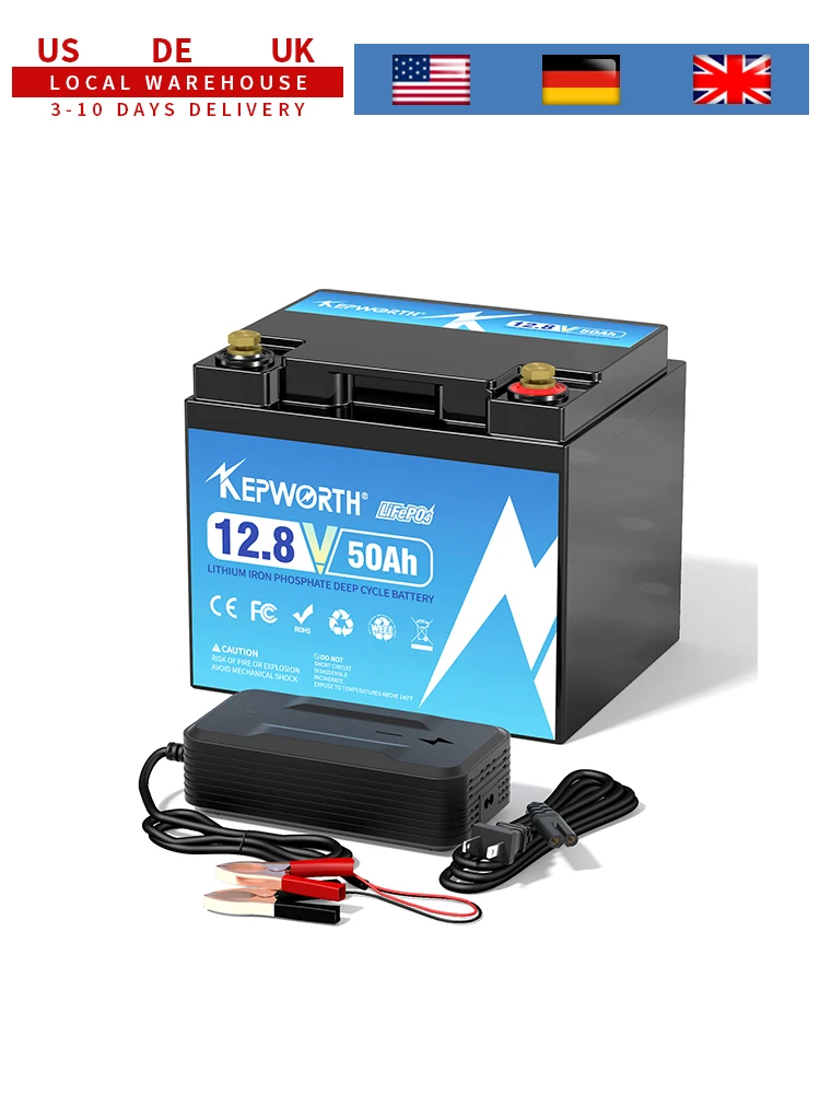KEPWORTH 12V 50Ah LiFePO4-Batterie, Zellen der Güteklasse A, Lithium-Eisenphosphat-Batterien, wiederaufladbar für Boot, Fischfinder, Wohnmobil, Solaranlage