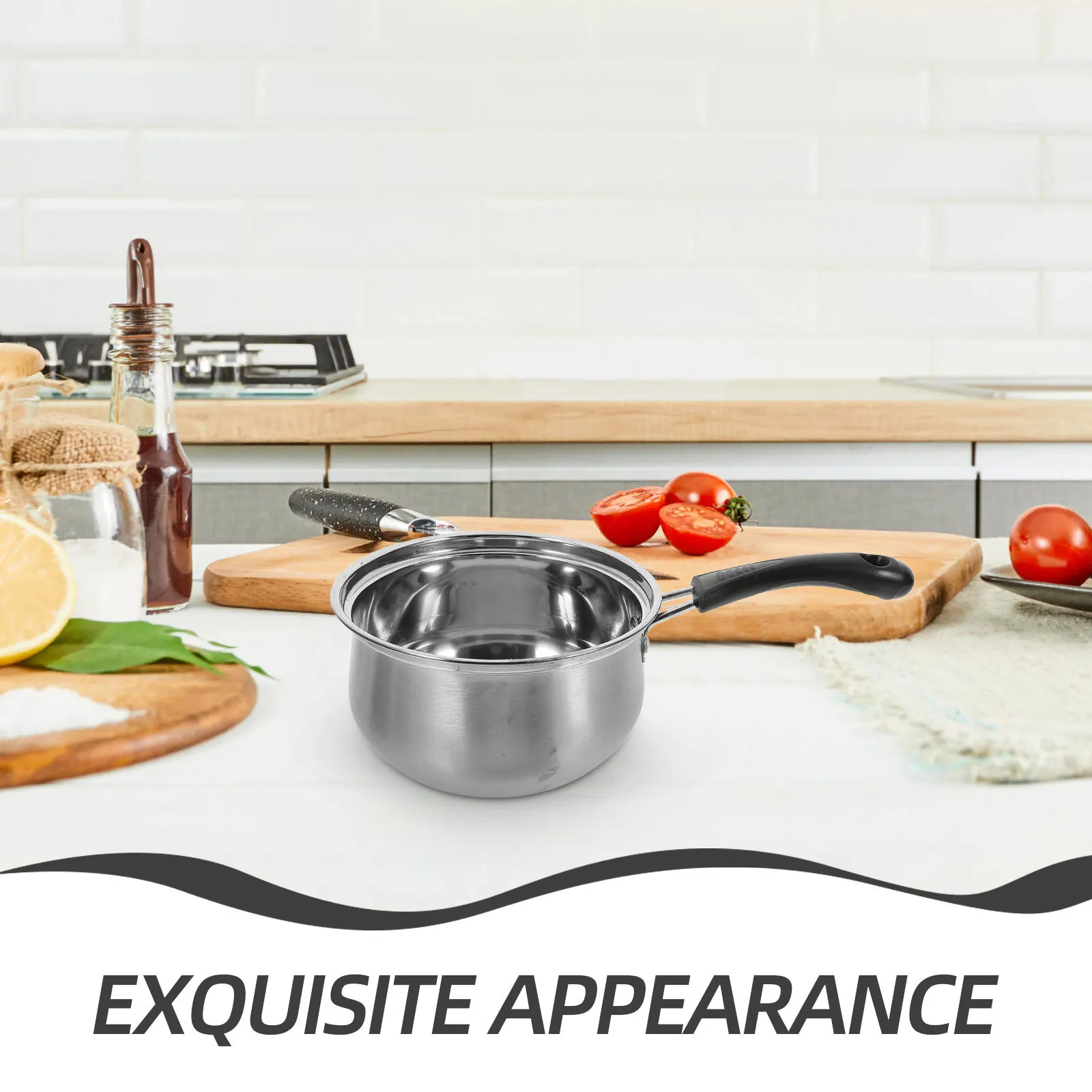 

1Pcs Stainless Steel Milk Pot Food-Grade Non-Rust Cooking Pot Ergonomic Handle Quick Heat Distribution Soup Dumplings Vegetables