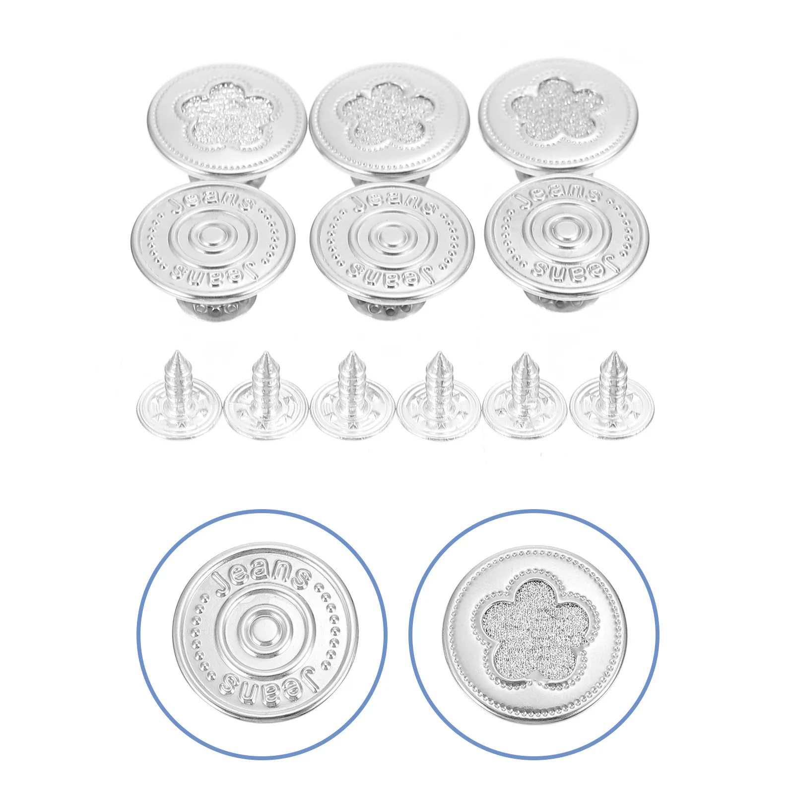 

100Pcs Rustproof Copper Round Jeans Buttons Adjustable Hand Install Replacement Buttons for Denim Trousers Suspenders Pants