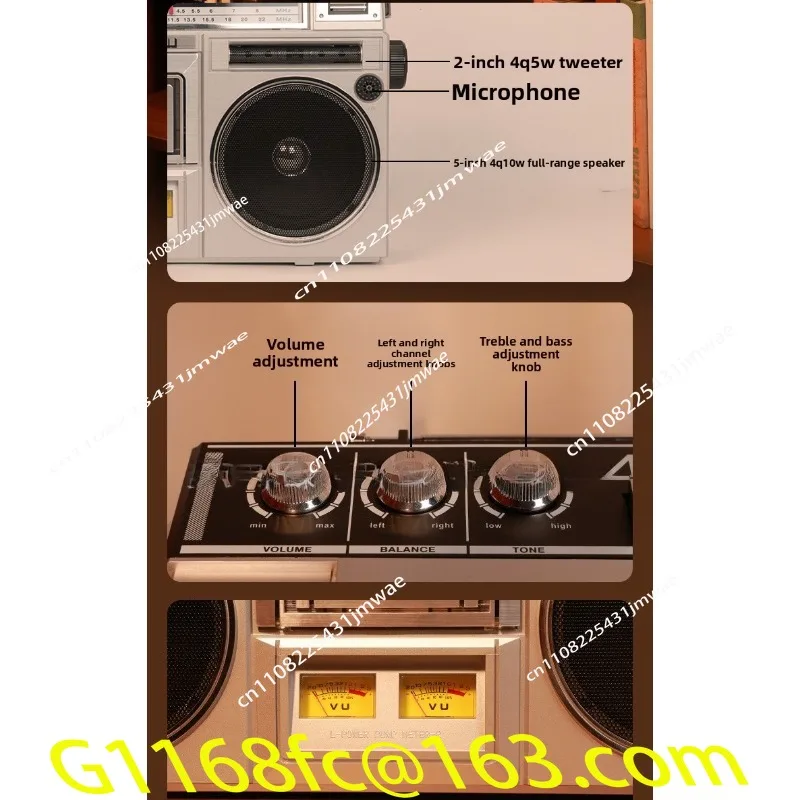 Nostalgic Stereo Tape Recorder FM Bluetooth Speaker