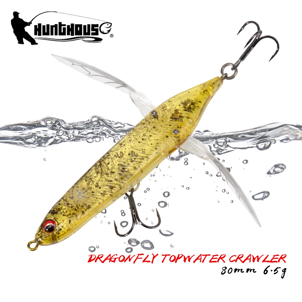 

Hunthouse Topwater Dragonfly Crawler Fishing Lure Floating Wobbler Surface Hard Bait 80mm 6.5g Freshwater For Bass Fish Tackle