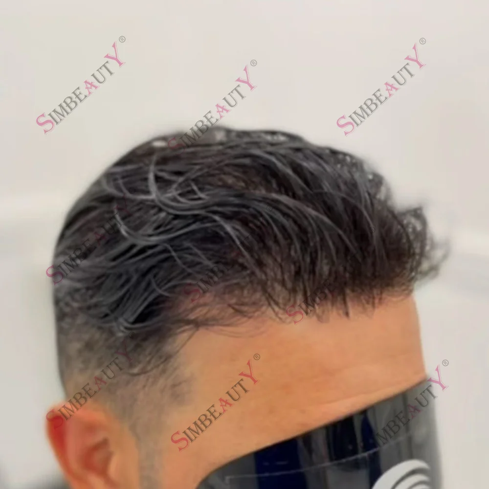 

Натуральная линия роста волос, ультратонкая основа 0.02-0.03 мм, легкий, невидимый мужской парик (система замещения волос) с плотностью 90% 310 # Серые, светлые, коричневые мужские парики из натуральных волос