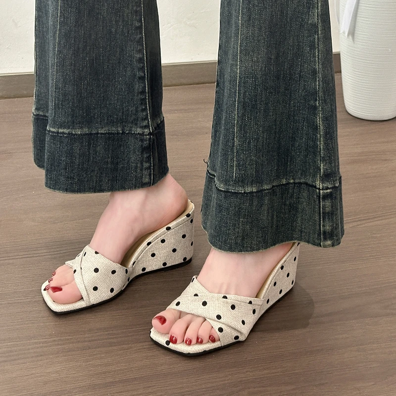 Women Woven Rattan Twisted Strap Wedge Slides Open Toe Platform Sandals Casual Summer Boho Beach Mule Slippers Shoes for Ladies