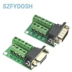 D-Sub 9pin Solderless Connectors DB9 RS232 Serial to Terminal Female Male Adapter Connector Breakout Board