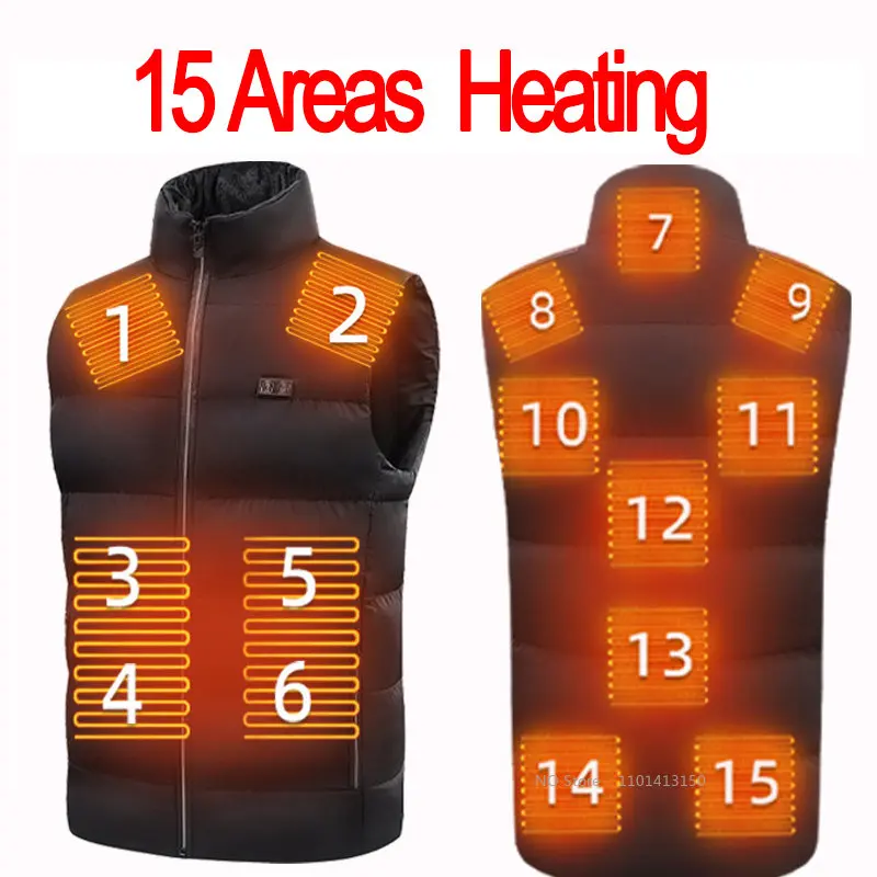 2022 Men Outdoor USB Infrared Heating Vest Jacket Men Winter Electric Heated Vest Waistcoat For Sports Hiking Oversized 5XL