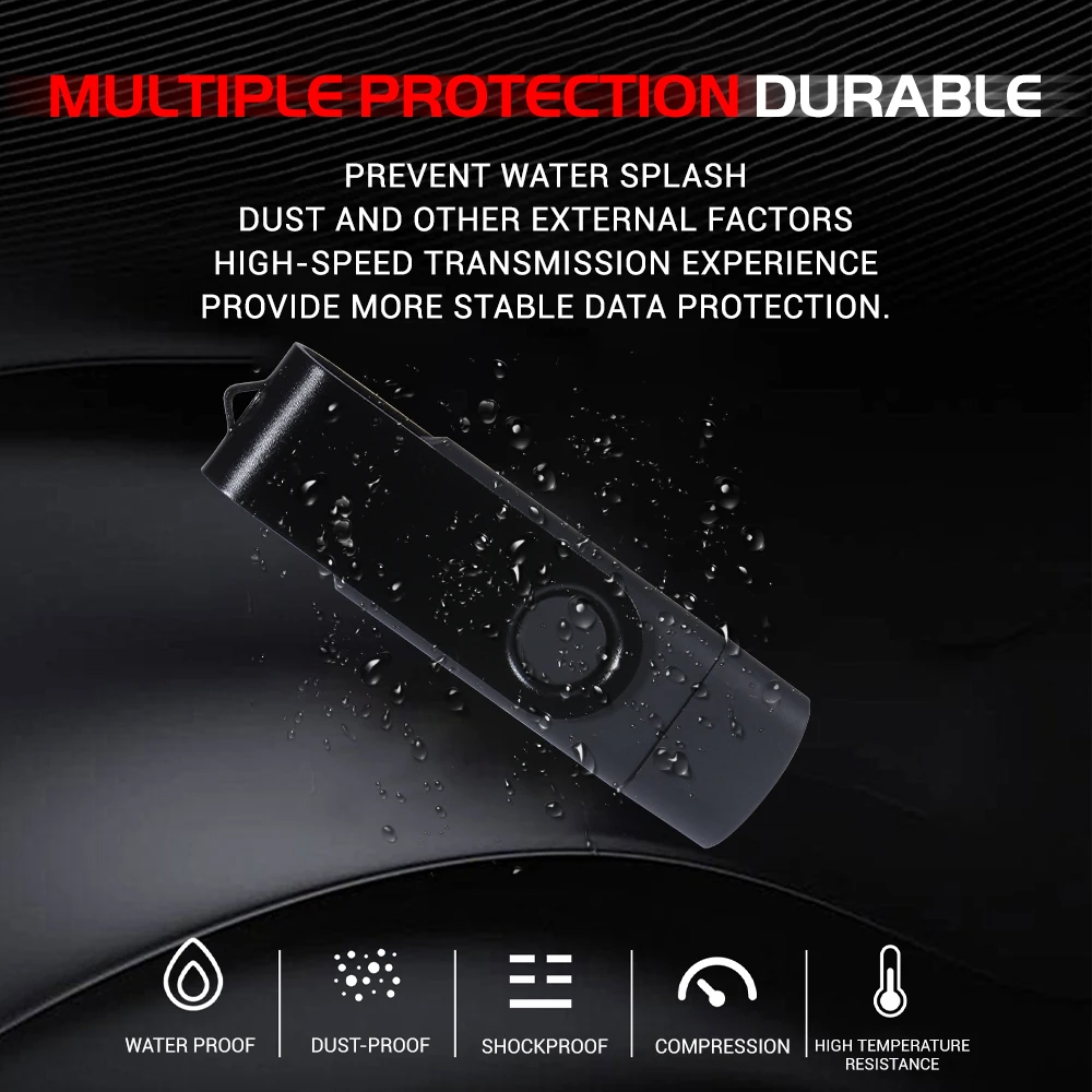 128GB TYPE-C 2-in-1 2.0 USB-Stick Drehbarer Pen Drive Schwarz Speicherstick 64GB 32GB Rot Metall U-Disk Geschäftsgeschenk – Detail 3
