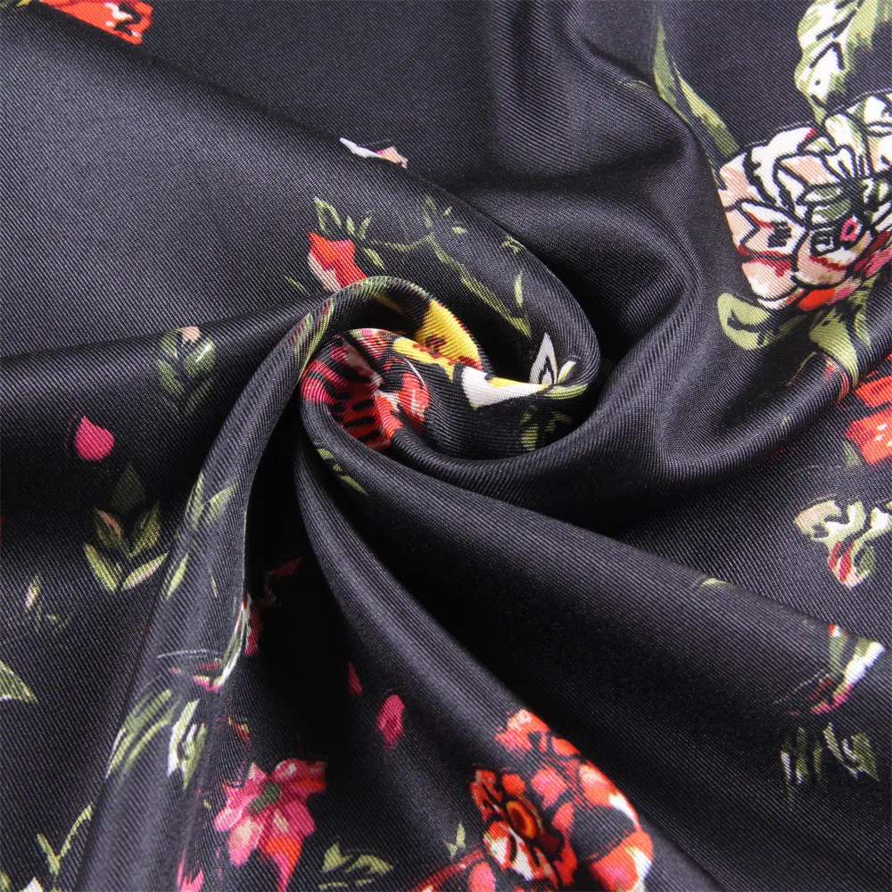 130CM Silk Scarf Women Large Shawls Floral Print Stoles Square Bandana Luxury Kerchief Hijab Scarf Female Foulards