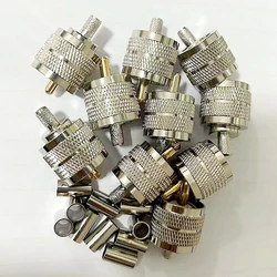 10Pcs PL259 UHF Male RG58 SL16 Plug Connector UHF Male Crimp for RG58 RG142 LMR195 LMR200 RG400 RG223 Cable Brass Nickel Plated