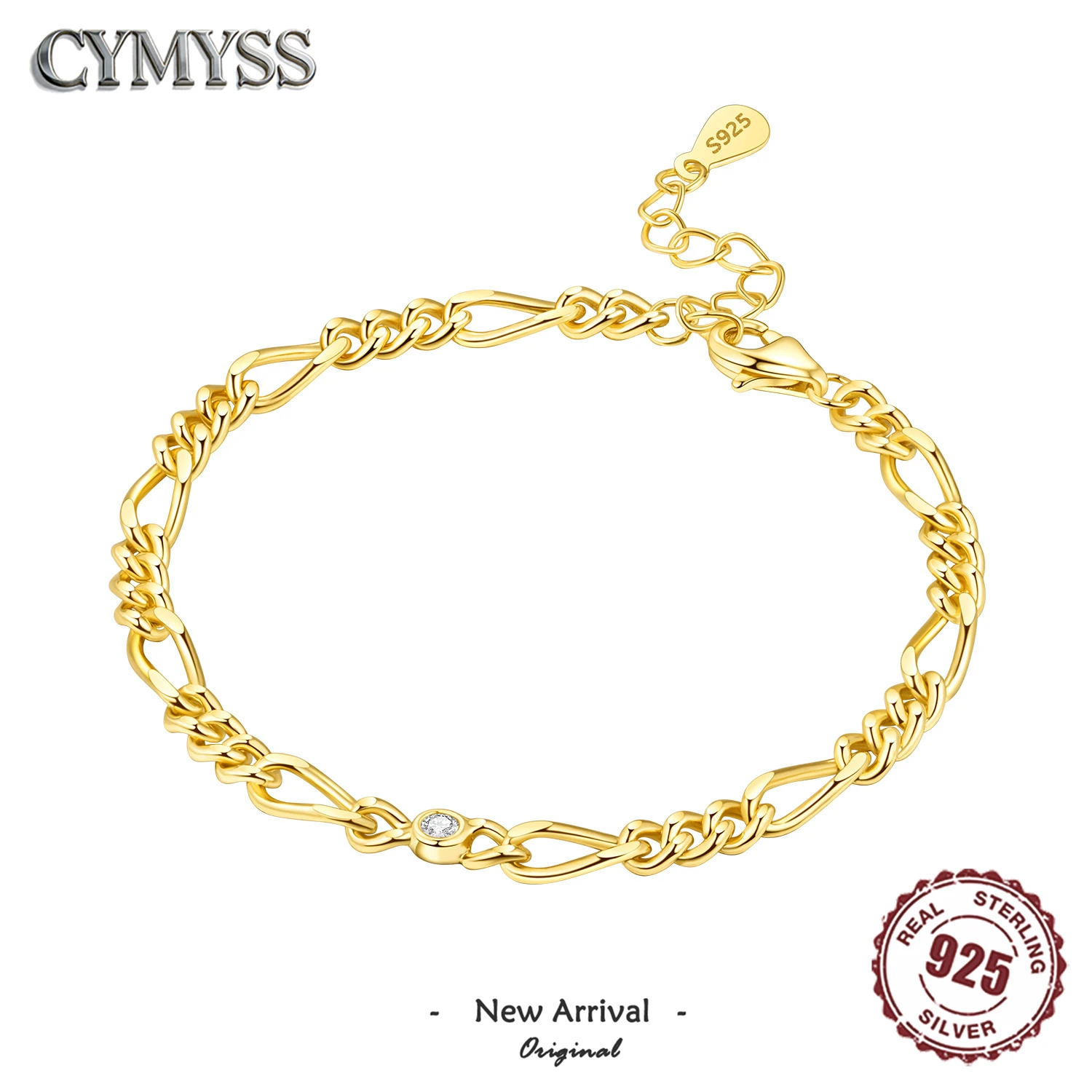 Hot Sale 2025 Original 925 Sterling Silver 18K Gold Bracelets For Woman Simple Fashion Jewelry Wedding Party Gift Jewelry 14K