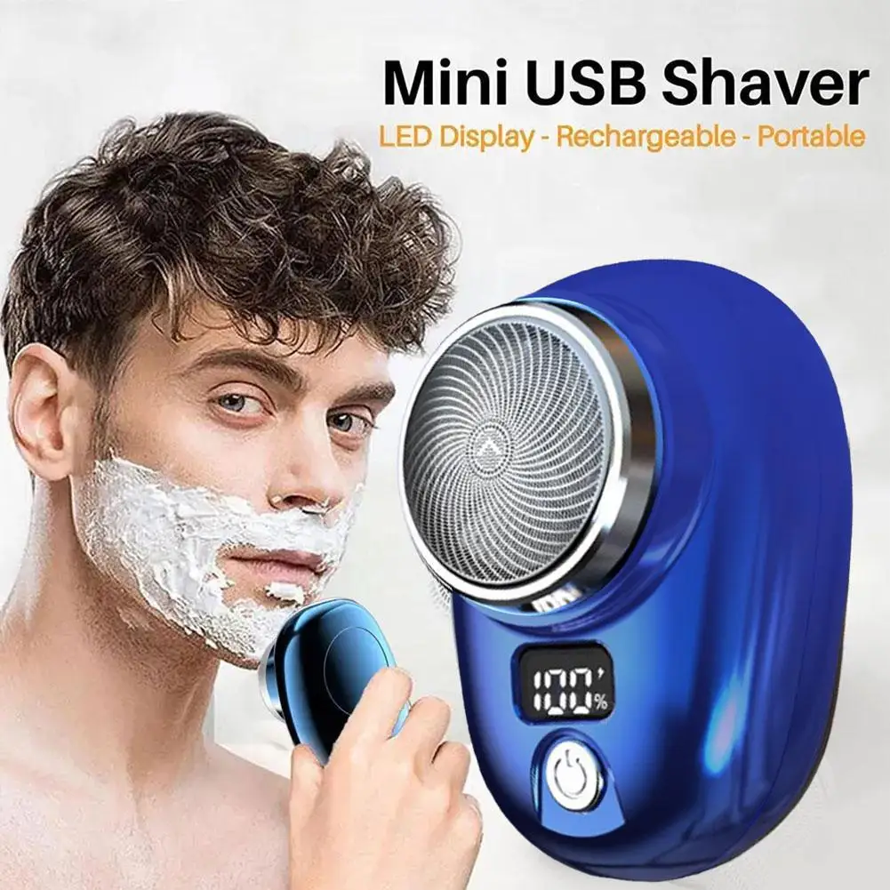 Mini Electric Razor Shaver for Men Vehicle Mounted Shave with Digital Display Washable Cordless Travel Pocket Face Beard Trimmer