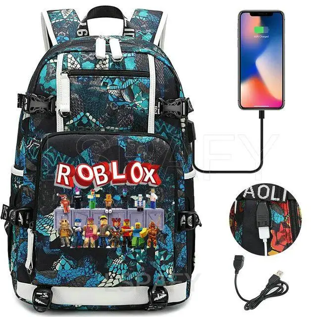 ROBLOX Backpack Men Women Large-capacity School Bag USB Charge Multi-function Backpack Students Laptop SchoolBags