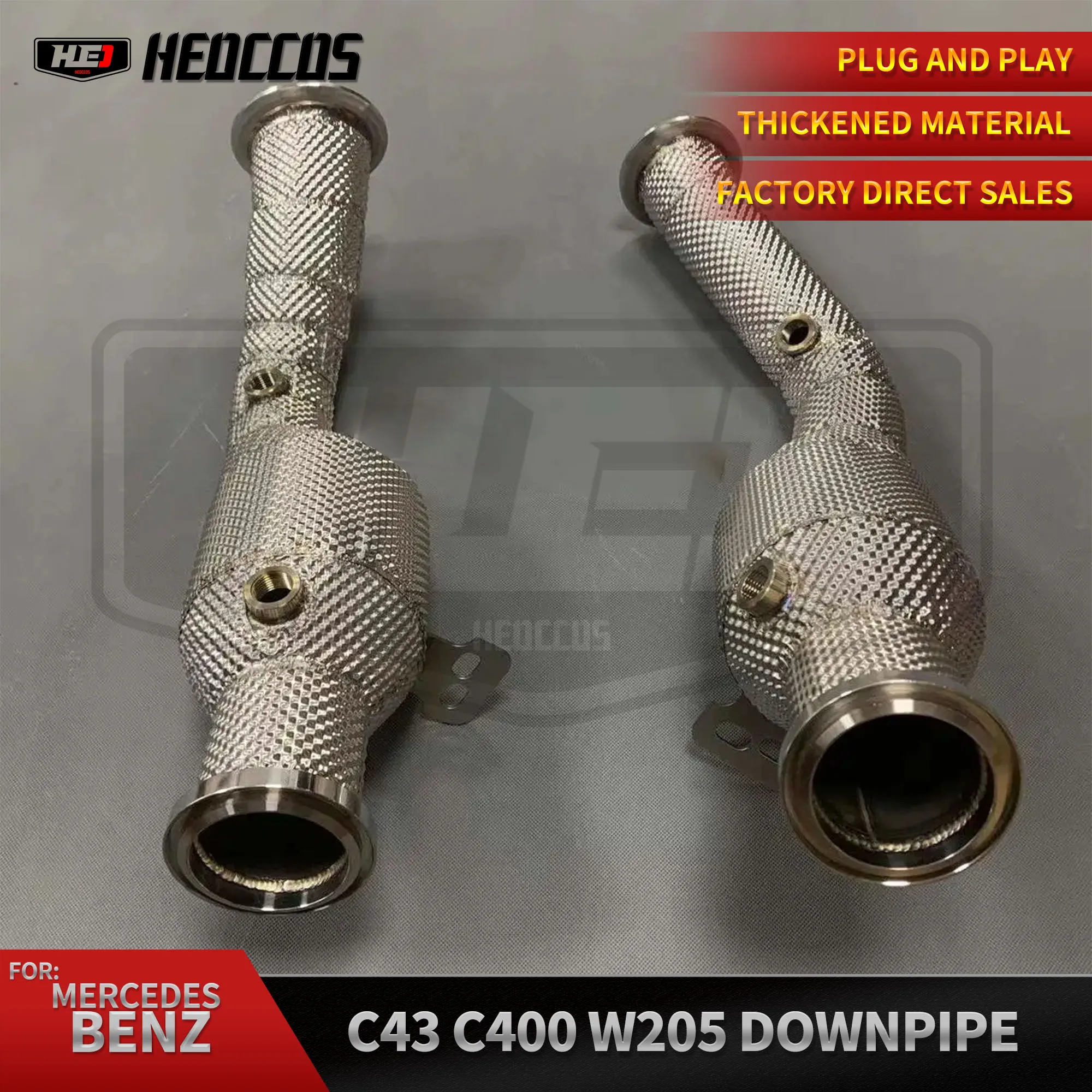 

HEO Exhaust Header For Mercedes Benz AMG C43 W205 exhaust pipes downpipe valve exhaust muffler With Heat Shield