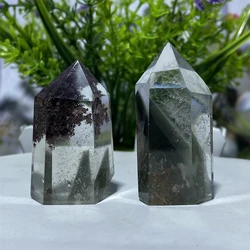 Natural Ghost Phantom Quartz Crystal Gem Specimen  Hexagon Prism Tower Obelisk Spiritual Meditation Reiki Gift Stone Home Decora