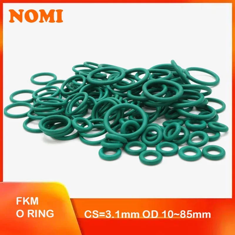 

10/50Pcs FKM O Ring CS 3.1mm OD 10~70mm Sealing Gasket Insulation Oil High Temperature Resistance Fluorine Rubber O Rings Green