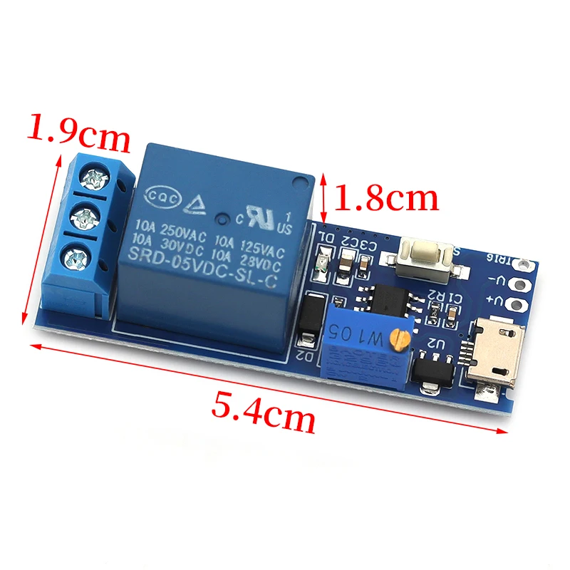 1/5/10Pcs Smart Electronics 5V-30V Micro USB Power Adjustable Delay Relay Timer Control Module Trigger Delay Switch