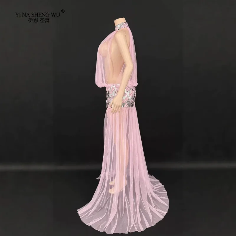Sexy Trailing Dress, Mesh Dress, Halter Dress, Sexy Dress, Party Stage Performance Costume