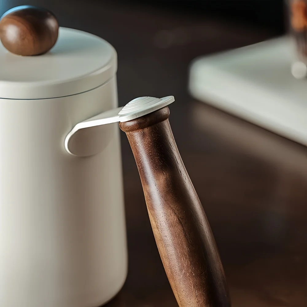 350/600 مللي إبريق قهوة مخمر يدويًا 304 من الفولاذ المقاوم للصدأ منزلي ضيق الفم مقبض من الخشب الصلب رغوة الحليب ملحقات مقهى المطبخ #6