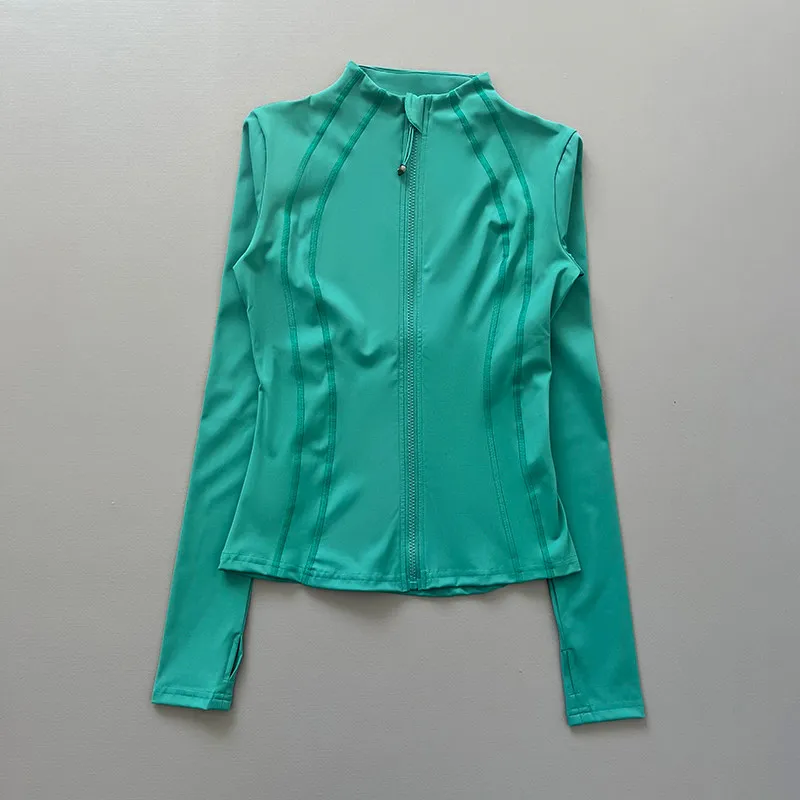 Women Full Zip Long Sleeve Athletic Jacket Thumb Holes Slim Fit Quick Dry Running Gym Yoga Fitness Sports Coat image 4