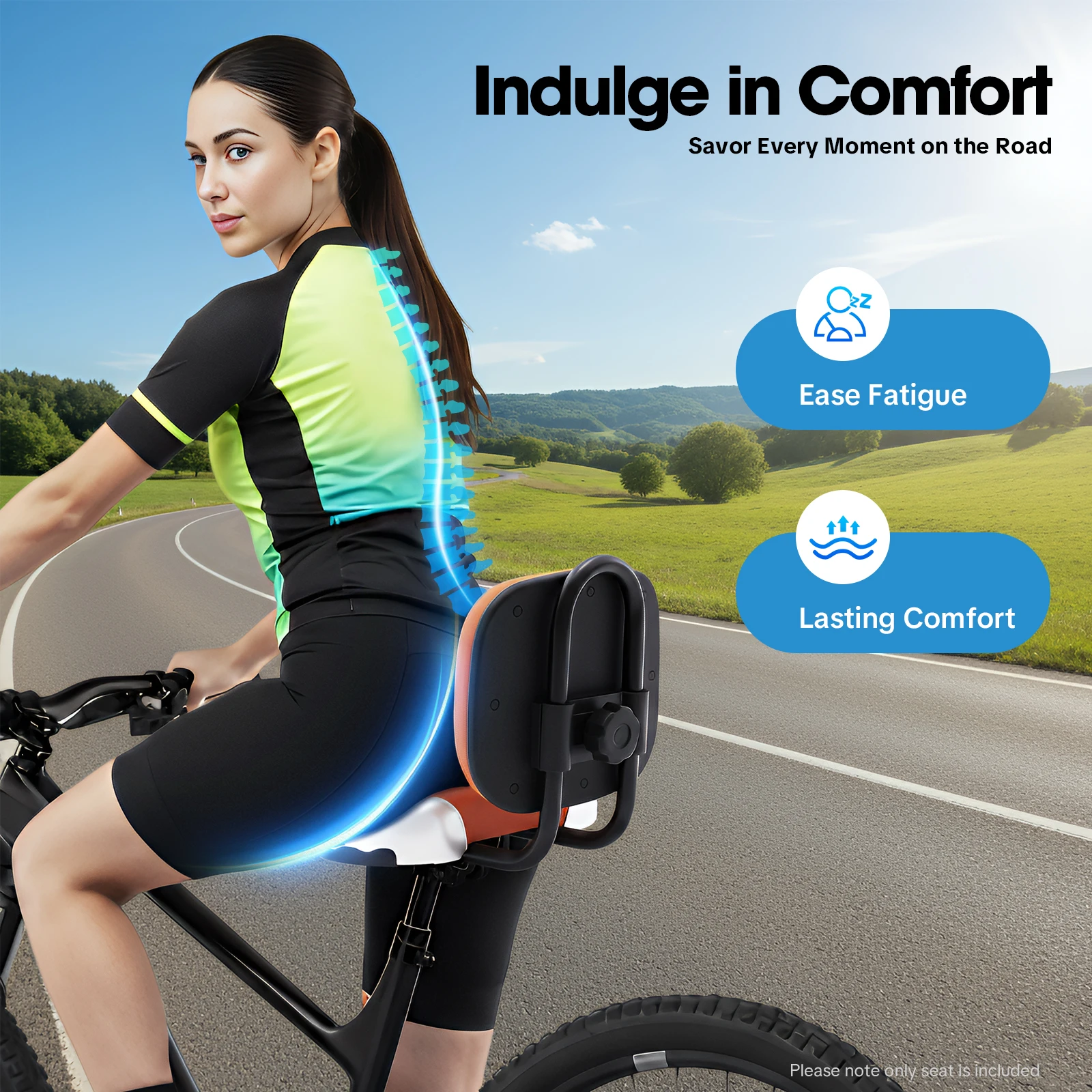 Universal Comfort Tricycle Seat Wide Cushion Adjustable Backrest Polyethylene Foam for Adult Kids Electric Trike Bicycle Replace