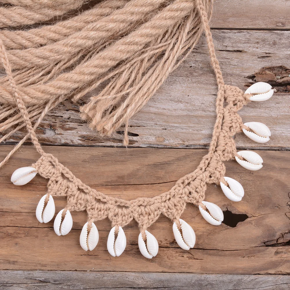 Summer Hot Fashion Shell Choker Necklace for Women Seashell Rope Chain Necklace Statement Choker Hawaiian Beach Jewelry