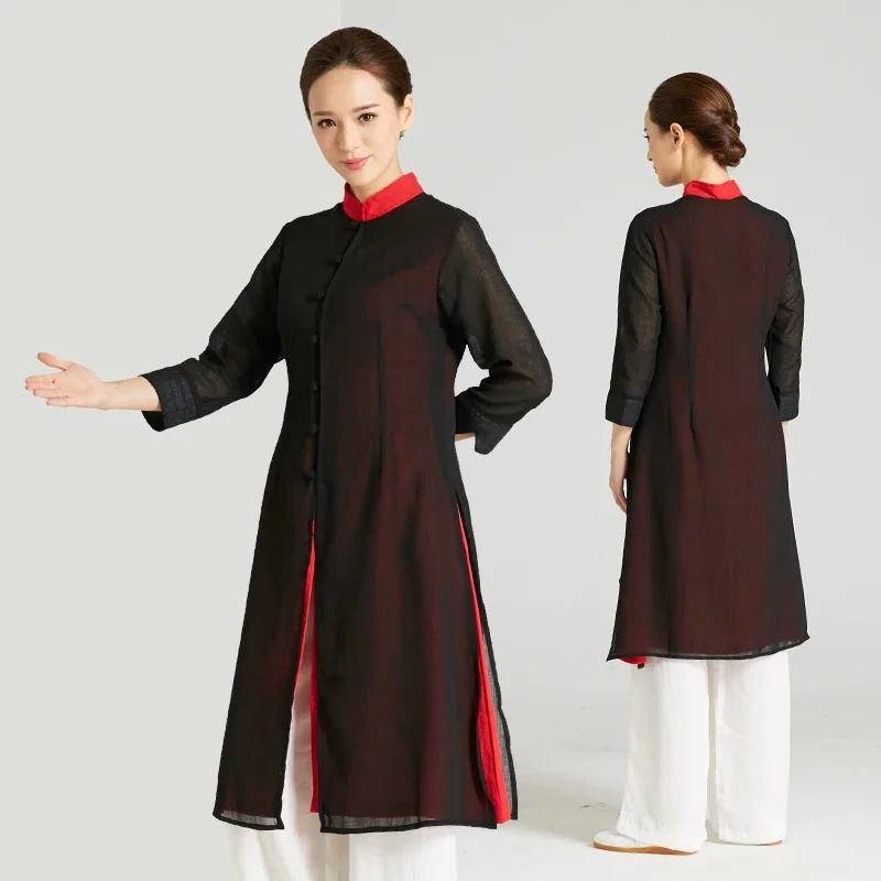 Tai Chi Clothes Martial Art Uniform Wushu Clothing Kung Fu Dress Women Kun Master Chinese Style Long Top 2025 New