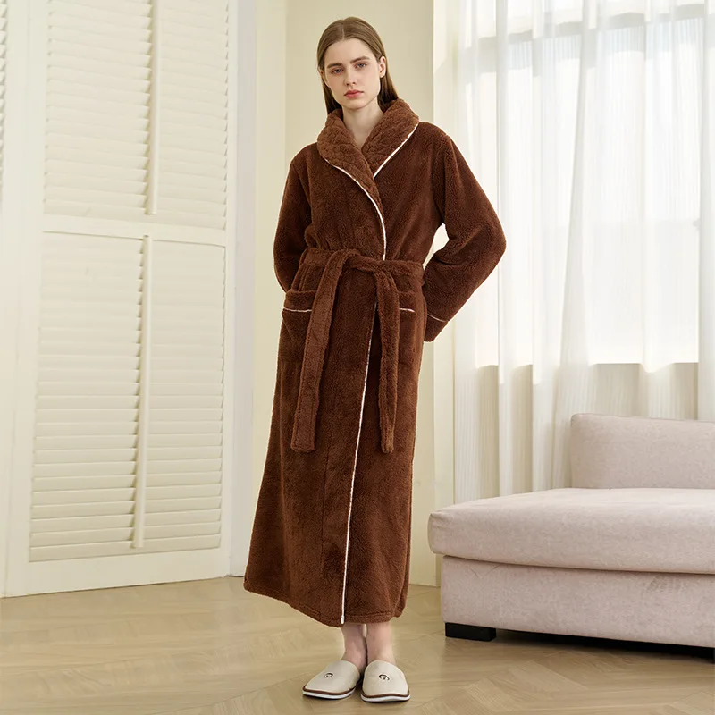 

Autumn and Winter Season, Comfortable Cotton Velvet Nightgown, Thickened and Coral Velvet Sleepwear, Women's Plus Size Bathrobe