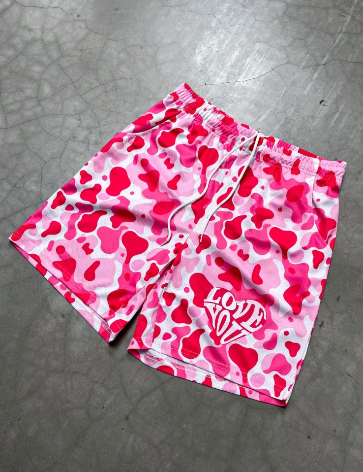 

Hot-selling men's LOVE YOU printed fitness beach daily casual sports style breathable quick-drying sweat-absorbing men's shorts