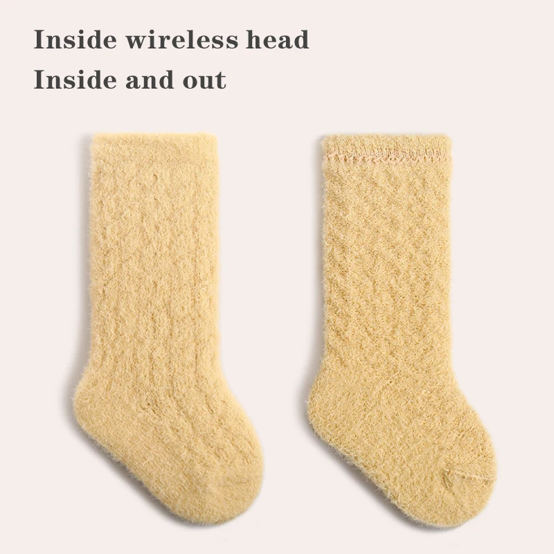 Autumn Winter Baby Socks Fleece Thickened Newborn Children Socks Warm Mid-Tube Kids Socks For Boys And Girls