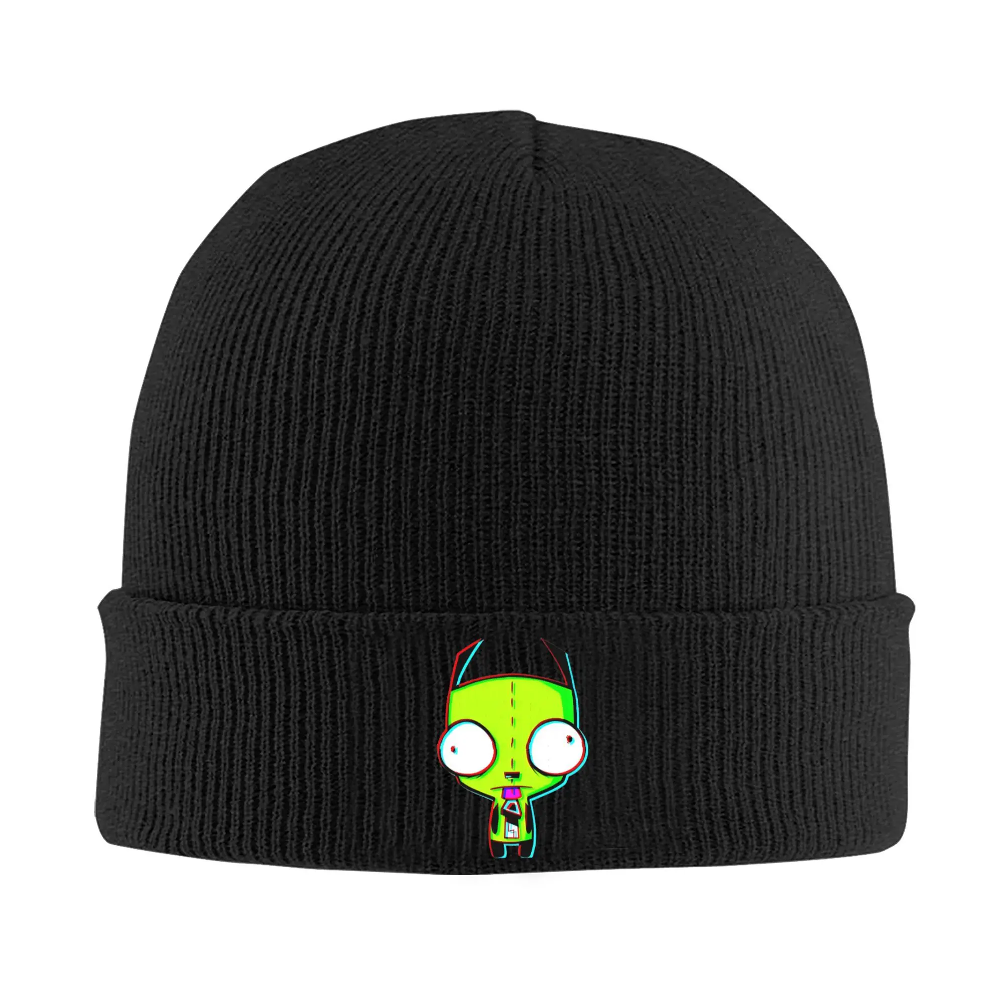 Women Men Cuff Beanie Cartoon GIR I-Invadering Z-Zim Accessories Warm Knitting Skull Cap  Beanies Skullies