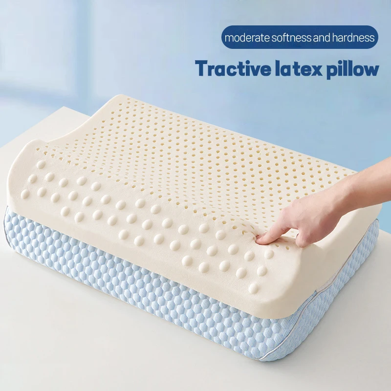 

Natural Latex Pillow with Organic Cotton Cover Memory Adult Cervical Pillow Bed Pillow for Sleeping Neck Pain Relief Help