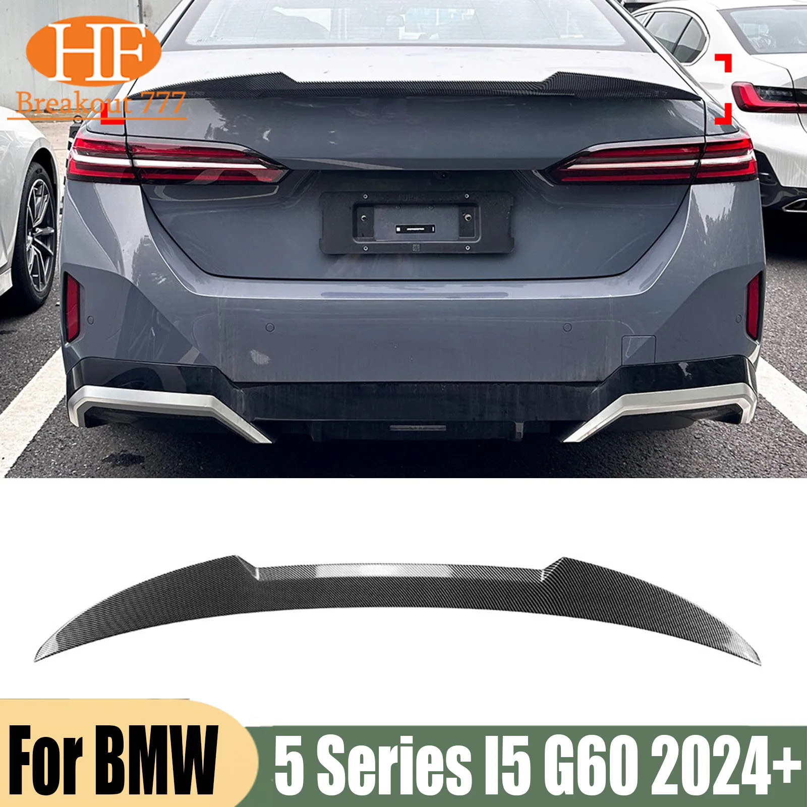 Rear Trunk Spoiler Wing For BMW 5 Series I5 G60 2024+ Rear Spoiler Lip Wing By ABS Gloss Black Carbon Look